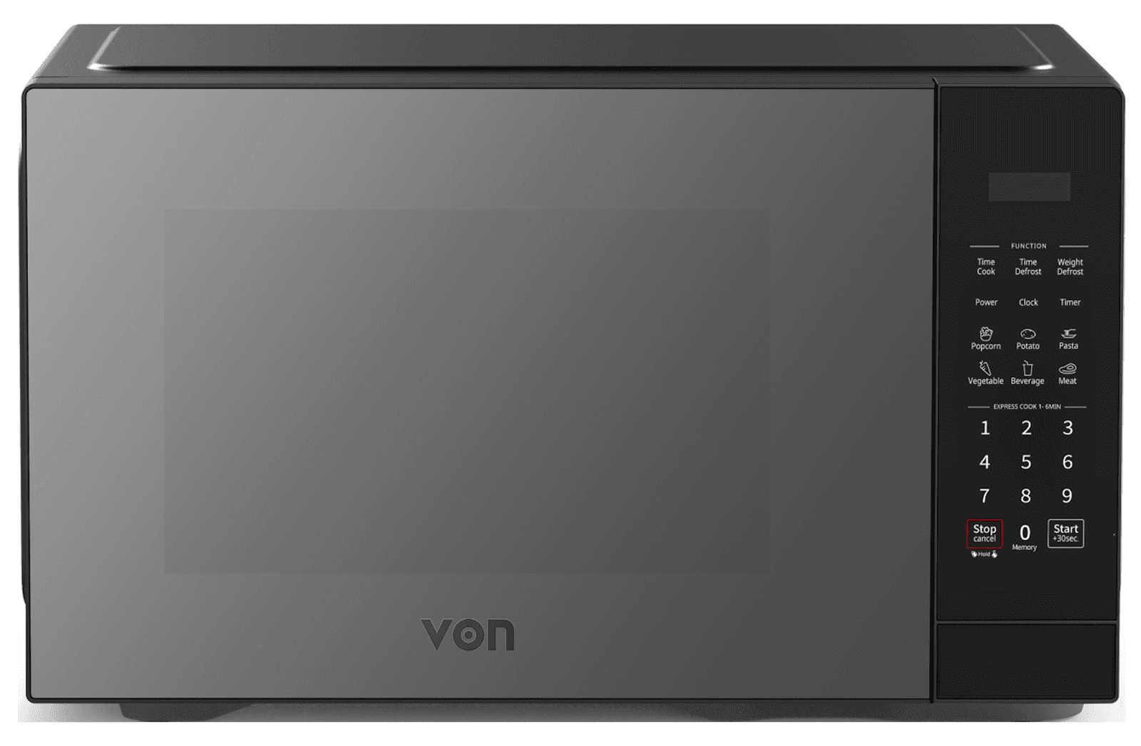 VON VMS-346DMKM Digital Solo Microwave Oven - 34L Black Mirror