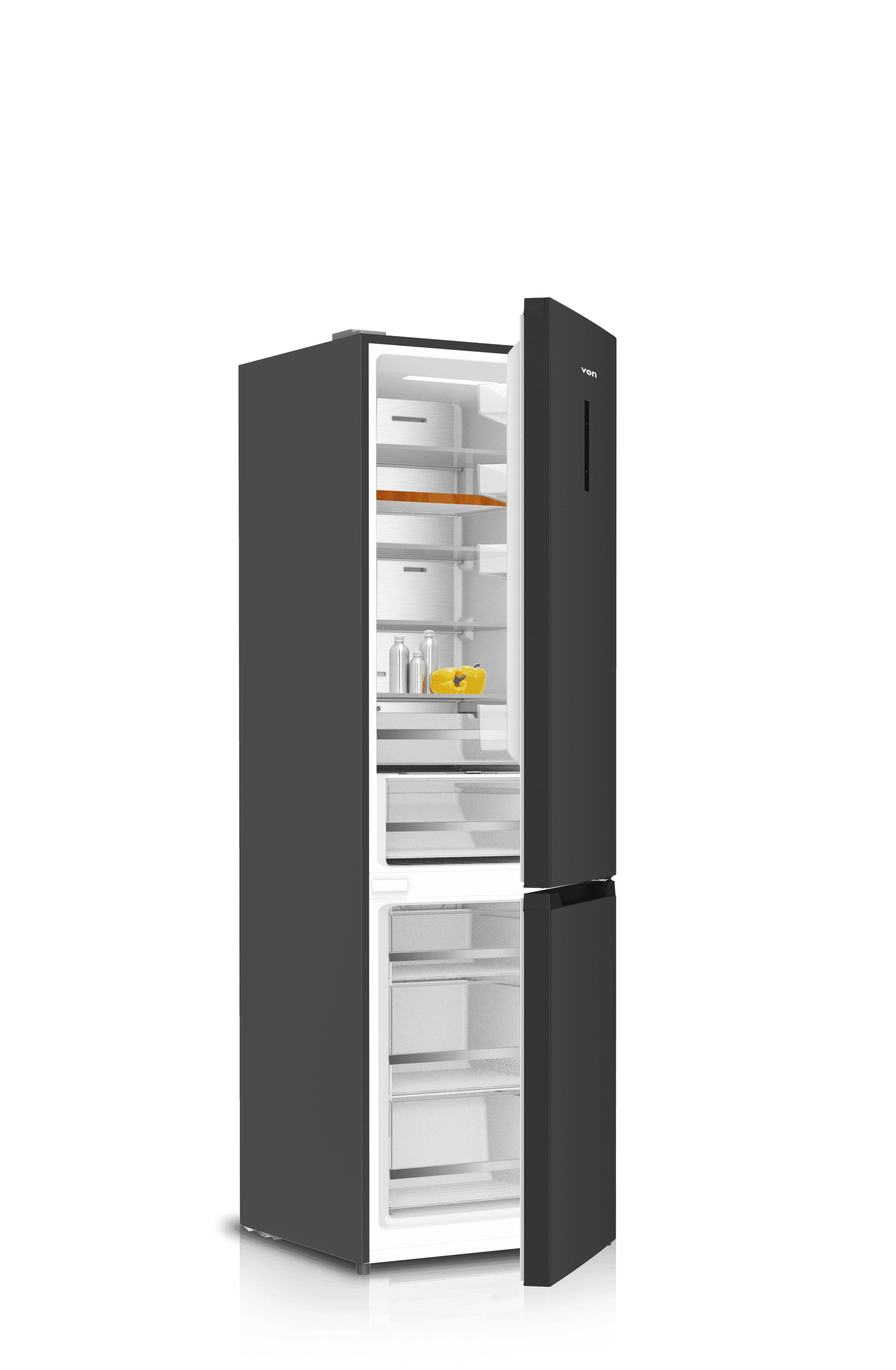 VON VRB-377NVAK Bottom Mount Freezer 377L - Black Inox