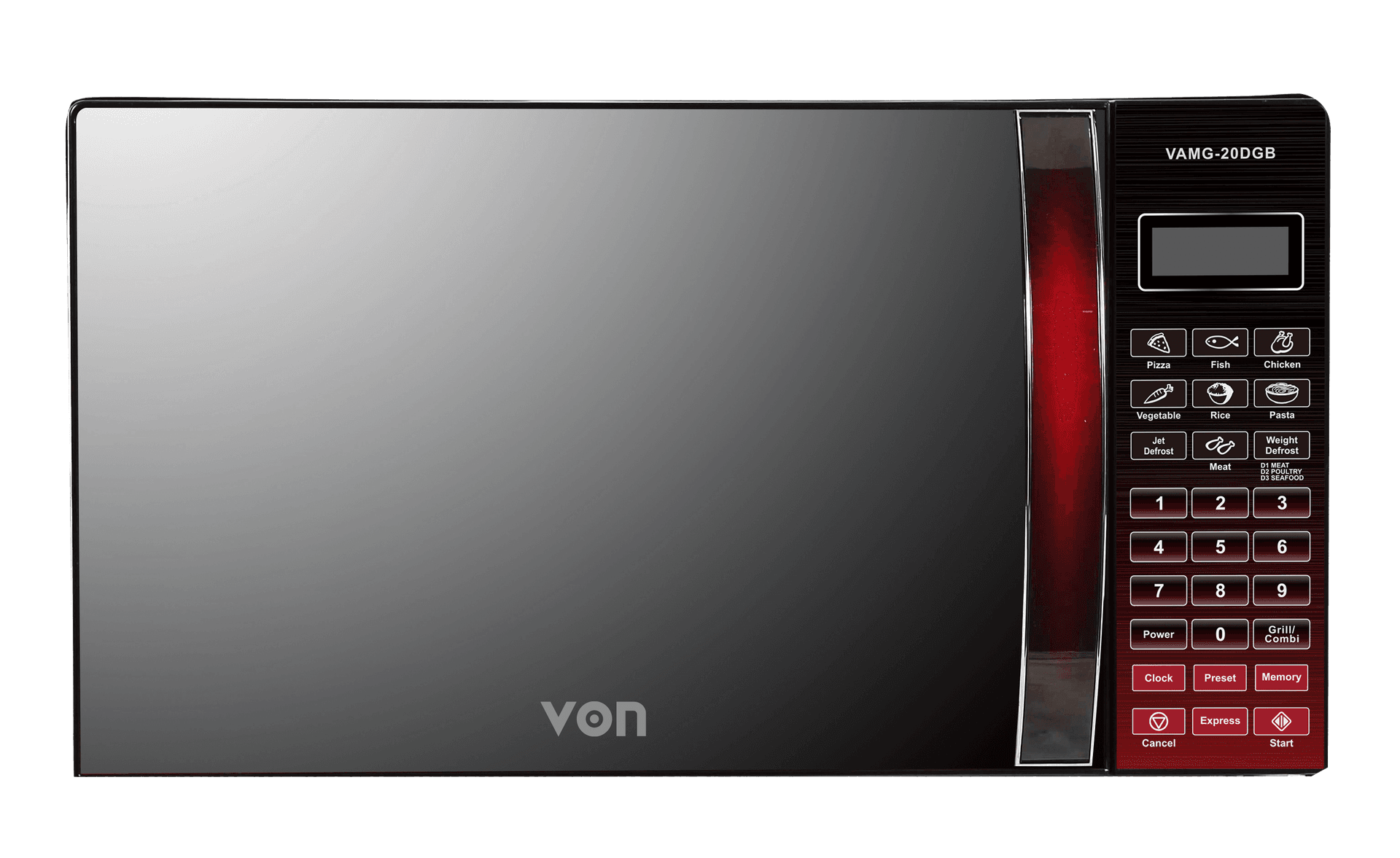 VON VAMG-20DGB Digital Grill Microwave Oven, 20L - 900W