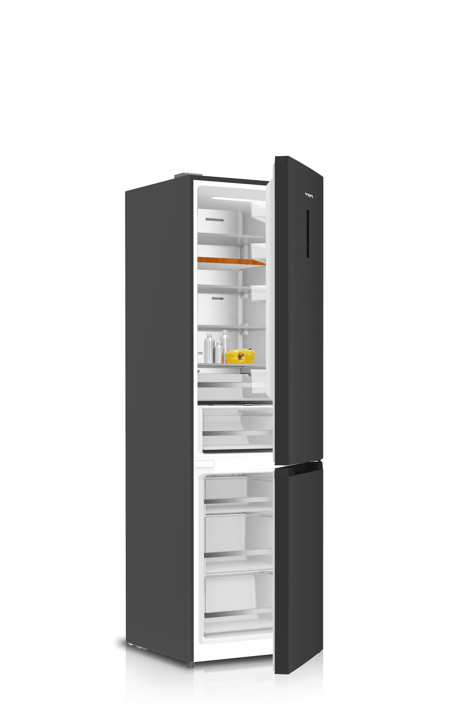 Bottom Mount Freezer 377L - Black Inox