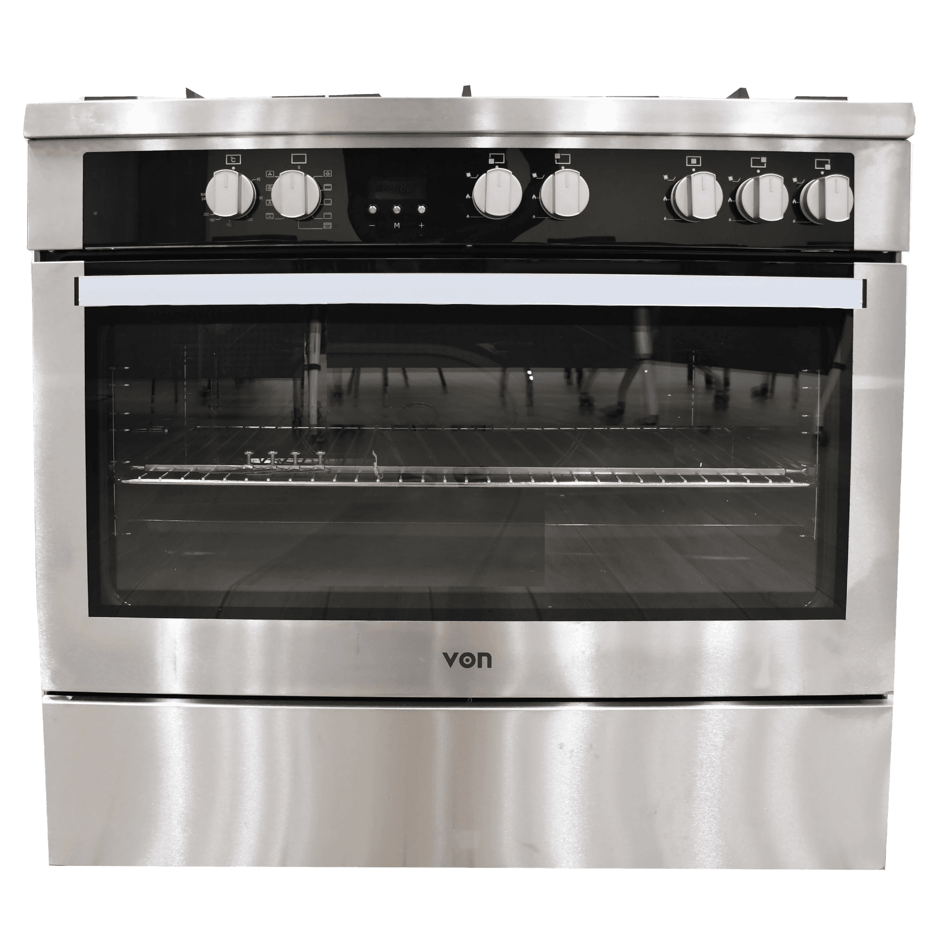 Freestanding Cooker – 5 Gas Burners, Cast Iron Pan Support, Flame Failure Device
