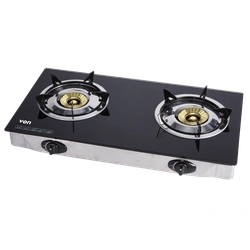 VON VCT2BWGG 2-Burner Gas Table Top Cooker – Brass Spiral Dual Burners